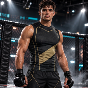Camisetas de Grappling para Hombre con Nylon y Spandex de Elasticidad en Cuatro Direcciones y Corte Atlético para Academias de Entrenamiento - Product Image 6