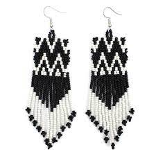 Handmade Women's Colorful Seed <b>Bead</b> Drop Long Fringe Beaded Trending Customizable Classic earrings - Product Image 2