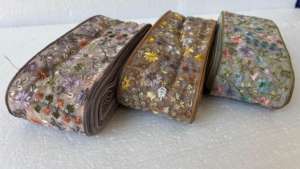 Encaje de Voile Bordado a Máquina de Lujo con Diseño Floral Multicolor, de 1'' y 1 7/8'' de Ancho, Ecológico, para Vestidos de Novia y Prendas Étnicas - Product Image 4