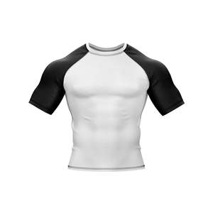 Trending Men's Rash Guards Sportswear Customized Logo Digital Print Solid Breathable Lightweight 160g Polyester/Nylon Rash Guard - Product Image 6