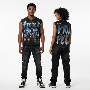 Hot Selling high Quality Sleeveless Tank Top Gothic Streetwear Customized Graphic Print Summer Casual Punk Style Fitness T Shirt - Product Image 2