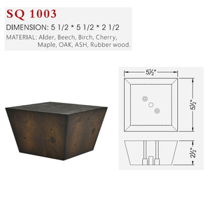 Heavy Duty Low Profile Square Block Wooden Furniture Components Direct Factory Price Rubberwood Chunky Couch Support <b>Feet</b> Bulk - Product Image 2