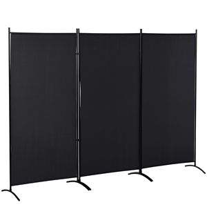 Divisorio per Stanza Tradizionale a 3 Pannelli da 6 Piedi, Schermo per Privacy Interno per Casa, Autoportante, Pieghevole, in MDF Traslucido e Ferro Nero - Product Image 1