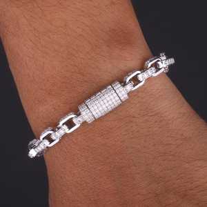 Pulsera de Diamantes Moissanite VVS de Corte Redondo para Hombre, Pulsera de Plata 925 con Incrustaciones de Diamantes, Estilo Hip Hop de Lujo para Uso Diario - Product Image 5
