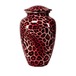 Urna Funeraria de Metal Hecha a Mano con Estampado de Leopardo de las Nieves - Urna Funeraria Decorativa Premium para Adultos - Recipiente Conmemorativo para Cenizas Humanas - Product Image 3
