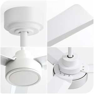 Ventilatore da soffitto bianco da 52 pollici Liv Farmhouse con 3 pale in ABS e telecomando, motore DC reversibile a 6 velocità, senza luce - Product Image 3