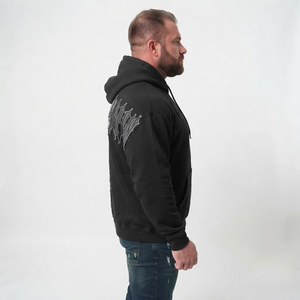 Men's Baggy Zipper Distressed Embroidery Hoodie Full Sleeve Baggy French Terry 100% Cotton Fleece Zip Up Plus Size Hoodies Men's - Product Image 3