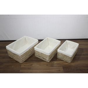 Artex Dong Thap - Juego de cestas de almacenamiento cuadradas/redondas plegables, tejidas con jacinto de agua natural, multifuncionales, ecológicas y de estilo vintage, con forro. - Product Image 4