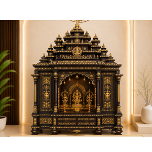 Traditional South Indian Style Teak Wood Temple Gopuram Pooja <b>Mandir</b> Cabinet-Customized Size Color Durable Home Furniture USA - Product Image 1