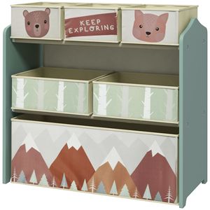 Organizzatore per Giocattoli Verde 63,5 cm x 30,5 cm x 66 cm per Bambini e Adolescenti con 6 Contenitori - Product Image 1