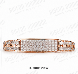Premium 18K Rose Gold Diamond Bracelet Unisex Luxury Fine Jewelry Paved Central Plate Link Chain Gift For <b>Men</b> And Women - Product Image 4