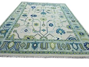 Alfombra de oración Oushak de marfil melocotón hecha a mano antigua alfombra de algodón con patrón abstracto para el hogar sala de estar o juegos de alfombras de oración - Product Image 2