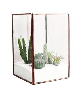 Lanterne à bougie faite à la main pour décoration de table de mariage Lot de 2 bougeoirs en métal laiton verre terrarium décoratif - Product Image 6