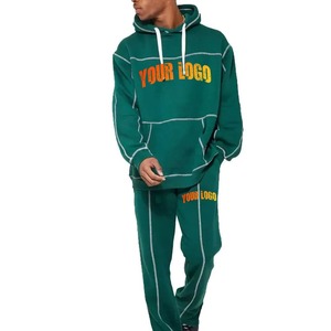 Chándal con Capucha Verde para Hombre, Manga Larga, Ropa Deportiva Informal con Logotipo Estampado, Poliéster Transpirable, Ropa de Otoño, Corte Regular - Product Image 1