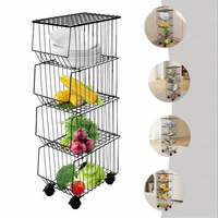 Chariot de cuisine en métal écologique de qualité supérieure avec roulettes pour le rangement des fruits et légumes dans le garde-manger