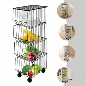 Chariot de cuisine en métal de qualité supérieure avec roulettes pour le rangement des fruits et légumes dans le garde-manger - Product Image 1