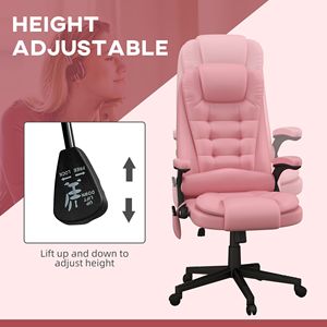 Poltrona Direzionale Reclinabile con Braccioli Vibranti e Altezza Regolabile, Finitura Rosa - Product Image 4