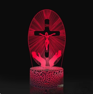 Lámpara LED de Noche con Cruz de Jesús en 3D, Ilusión Óptica, 7 Colores Cambiantes, Interruptor Táctil, Lámpara Decorativa de Mesa para Regalo de Cumpleaños - Product Image 1