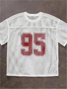 Men's Number Print Jersey Shirt Crew <b>Neck</b> Short Sleeve Mesh Tee Tops Casual Football Jersey Shirts - Product Image 3