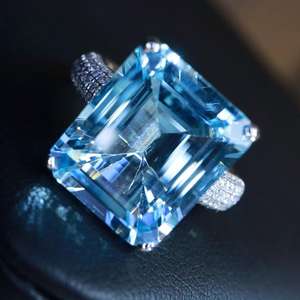 แหวนอะความารีนซานตามาเรียธรรมชาติทรงสวยหรู งานแฮนด์เมดสั่งทำพิเศษ เครื่องประดับชั้นดี ของขวัญสำหรับงานหมั้นและงานแต่งงานสำหรับผู้หญิง - Product Image 6