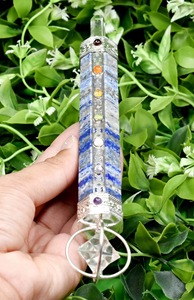 Bâton de guérison des chakras en cristal dynamique fait main, en agate et lapis-lazuli naturels de qualité supérieure, vente en gros - Product Image 2