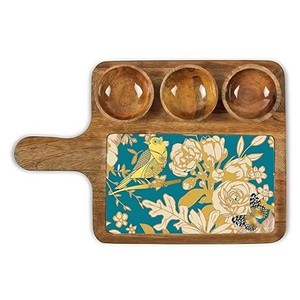 ถาดเสิร์ฟไม้มะม่วงทำมือพร้อมกระเบื้องเซรามิก - ขายส่ง - Product Image 2
