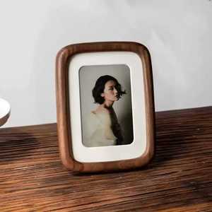 Nordic Rounded Wooden <b>Picture</b> <b>Frame</b> Minimalist Desktop Photo <b>Frame</b> Tabletop Natural Walnut <b>Wood</b> <b>Frame</b> Wholesale Custom Framing - Product Image 1