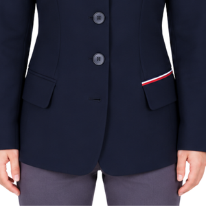 Navy Blue Printed <b>Women's</b> Equestrian <b>Jacket</b> Tailored Riding Blazer Professional Horse Riding Competition Coat Quick Dry - Product Image 5