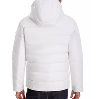 Veste matelassée à capuche blanche pour homme, hiver, décontractée, épaisse, rembourrage en polyester, fermeture éclair, coupe-vent, couleur unie, coupe classique