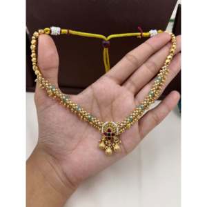 <b>Indian</b> Ethnic Minakshi Heritage Delicate Gold Plated Imitation Necklace <b>Set</b> - Product Image 2