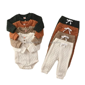 Conjunto de Ropa para Bebé Recién Nacido, Traje de Dos Piezas de Color Sólido con Pantalones de Manga Larga, Ropa de Otoño para Niños - Product Image 1