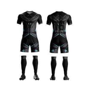 Ensemble de maillots de football personnalisés avec nom, numéro et logo, col en V, manches courtes, uniforme pour hommes, femmes et garçons - Product Image 2