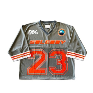 Ropa de calle para hombre, camiseta de fútbol retro, Camisetas estampadas de secado rápido de gran tamaño, camiseta de fútbol de béisbol personalizada de malla recortada cuadrada para hombre - Product Image 3