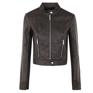 <b>Women's</b> Genuine Sheep Skin Bomber <b>Jacket</b> Full Sleeve Zipper Closure Stand Collar Regular Length Solid Color Breathable Quick Dry - Product Image 1