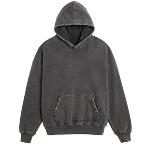 Wholesale Unisex 100% Cotton <b>Fleece</b> Cropped Baggy Pullover Hoodie Winter Digital Print Solid Color Waterproof Sweatshirt Casual - Product Image 6