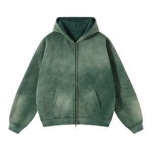 Custom Plain Dyed Casual Knitted <b>Hoodie</b> for Men Heavyweight Zip-up 300gsm Hooded Streetwear for Autumn Made by TRIOTAKE INDUSTRY - Product Image 5