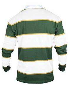Camiseta de Rugby a Rayas Verdes y Blancas Personalizada OEM para Hombre, 330G, Algodón, Bordada, Manga Larga - Product Image 2