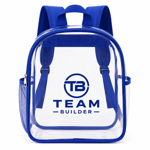Sac à dos en PVC transparent personnalisé en gros |   Sac à dos scolaire transparent pour le sport avec poche latérale en mesh et impression de logo |   20-36L Imperméable - Product Image 1