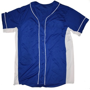 University Custom Blue Baseball Jersey Short Sleeve Button Closure Moisture Wicking Breathable Anti-Bacterial Polyester Unisex - Product Image 3