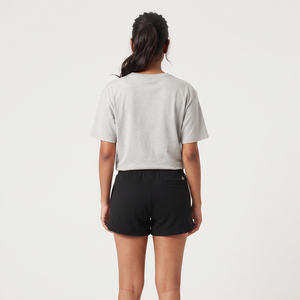 Mini-short décontracté taille haute extensible en coton éponge avec cordon de serrage et poches - Product Image 2