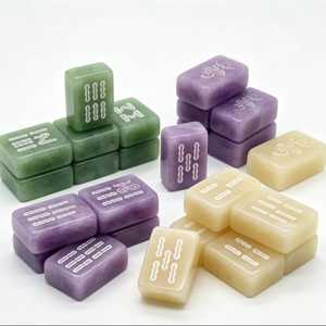 Tuiles de Mahjong en Résine Faite à la Main, Thème Floral Vert, Violet, Beige, Art de Collection, Pendentif Artisanal, Décoration d'Intérieur, ARTISANAT - Product Image 1
