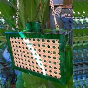 Venta al por mayor de lujo nupcial hecho a mano resina ratán bolso de mano diseño único hecho a mano de moda resina embrague por RF Crafts - Product Image 2