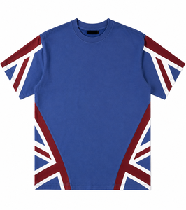 Men's Blue Short Sleeve <b>T</b>-<b>Shirt</b> With <b>Union</b> <b>Jack</b> Geometric Print Regular Fit Streetwear Style Knitted Polyester O-Neck - Product Image 4