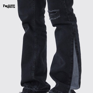 Pantalones Vaqueros Anchos de Mezclilla con Parches, Estilo Retro Hip Hop, Corte Recto y Desgastado, Colección 2026 para Hombre - Product Image 3