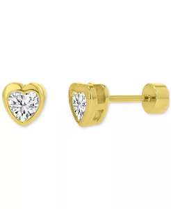 Orecchini a forma di cuore in zirconio cubico (3/4 ct. T. w.) in argento Sterling placcato oro 14k | Macacy's - Product Image 1