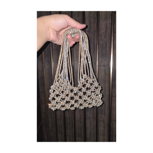 Sac mini en macramé perlé fait main pour femme, accessoires de mode pour mariage, fête et occasions festives - Product Image 3