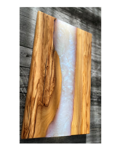 Planche à découper en résine époxy et bois, finition polie, pour couper fruits, légumes et viande, planche à découper moderne pour ustensiles de cuisine - Product Image 1