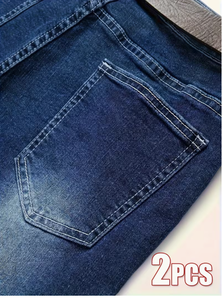 Men s Denim <b>Shorts</b> 2Pcs Set Blue Black Straight Leg Distressed Ripped Cotton Woven Summer Casual Style Mid Waist <b>Zippers</b> - Product Image 6