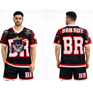 Ensemble maillot et short de football américain respirant en polyester 100 % – Tenue de sport personnalisable - Product Image 1