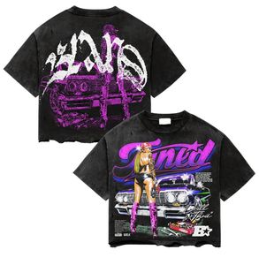 เสื้อยืดสกรีนลายทรงบ็อกซี่โอเวอร์ไซส์ผ้าฝ้าย 100% คุณภาพสูงสั่งทำพิเศษ ล้างสีแบบแอซิดวอช พิมพ์ลายโลโก้ด้วยเทคนิค DTF แขนสั้น - Product Image 1